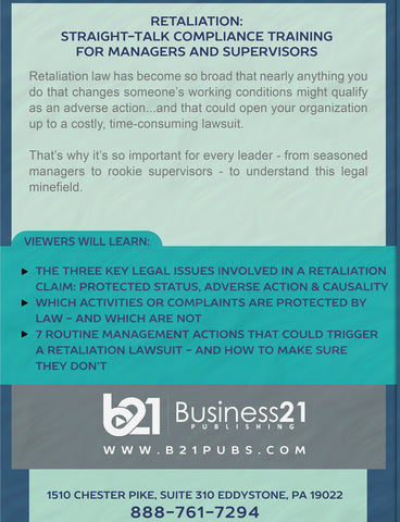 Retaliation: Straight-Talk Compliance Solutions for Managers and Supervisors